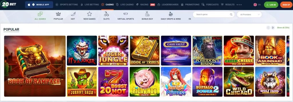 Kasyno 20Bet: Oferta gier i automatów