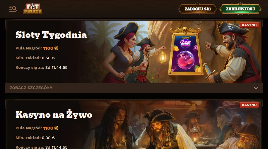 Turnieje dostępne są w kasynie Fatpirate fatpirate casino turnieje