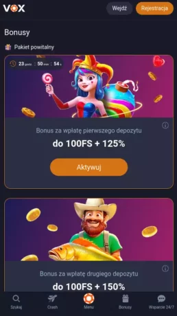 Bonusy w Vox Casino