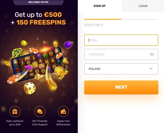 Jak otworzyć konto w Dux Casino?