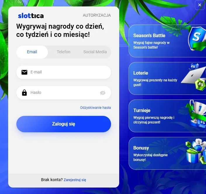 Jak otworzyć konto w Slottica?