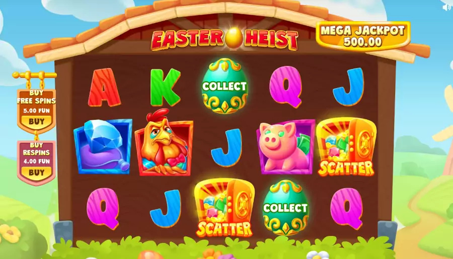 Gra Easter Heist od BGaming, wielkanocnego motywu, żetony.