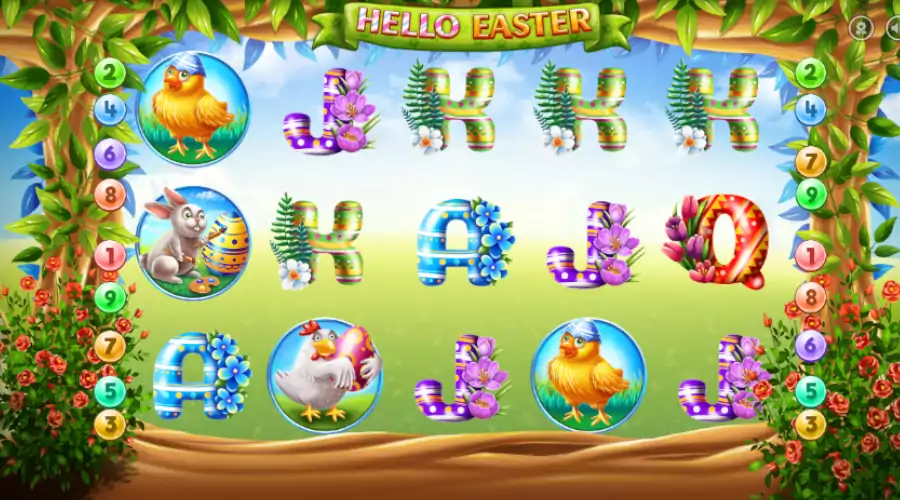 Wielkanocnego slotu Hello Easter od BGaming – Wygrywaj w święta Gra Hello Easter od BGaming, wielkanocnego tematu, zajączki.